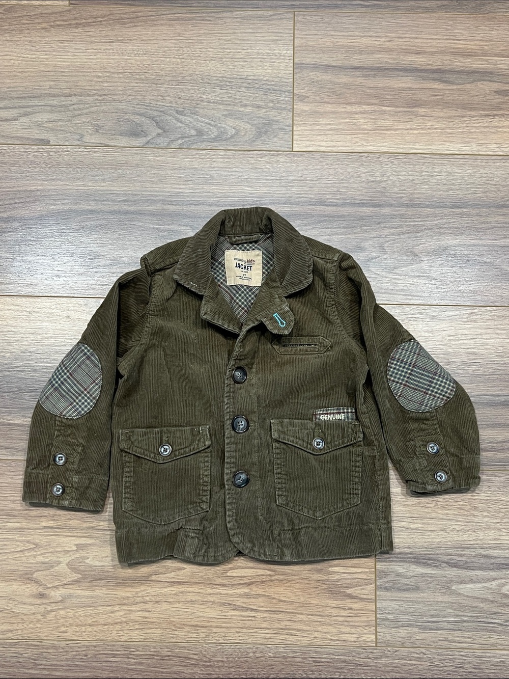 Genuine Kids from Oshkosh Blazer Plaid Patch Pockets in Brown Size 3T